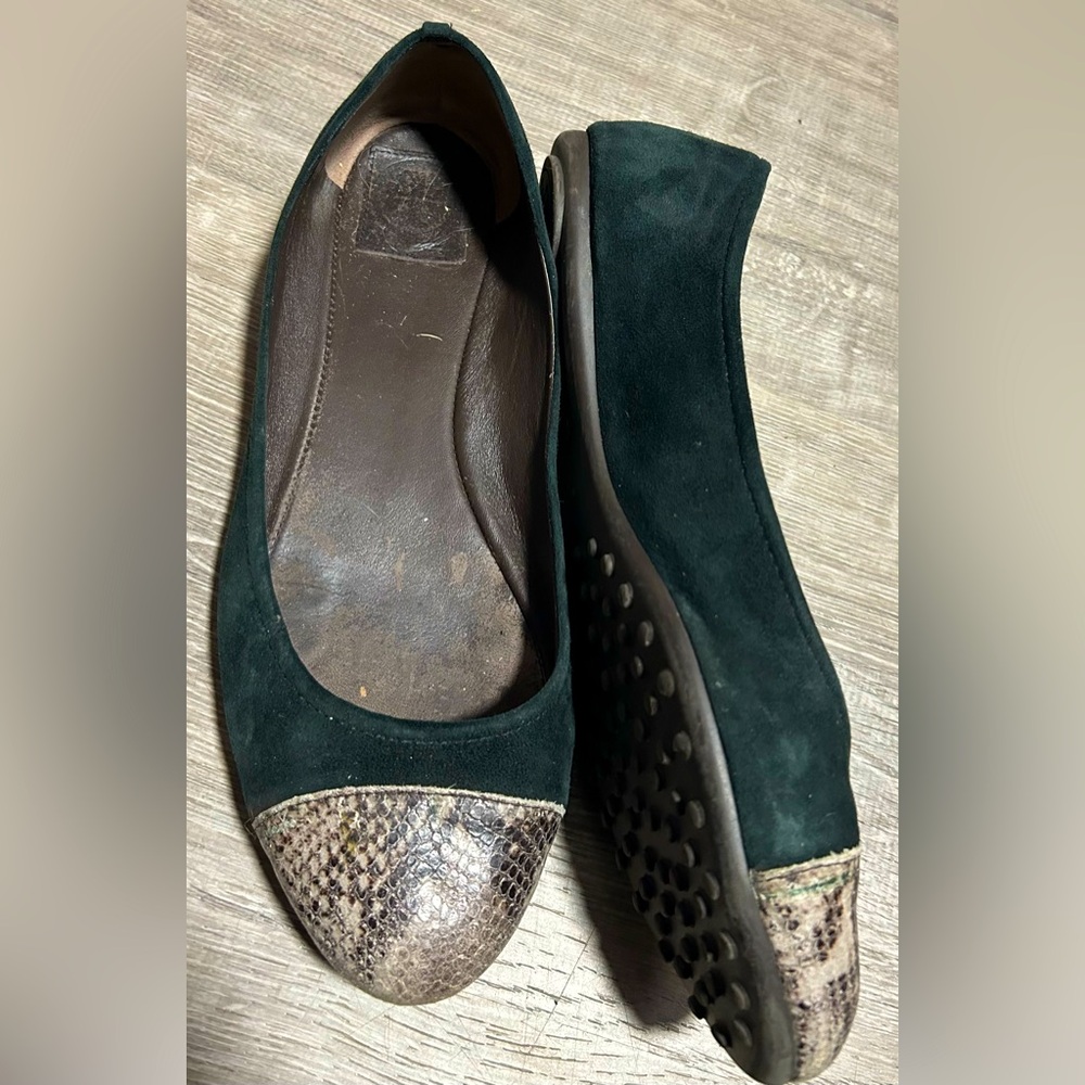 Tory Burch Suede Python Flats Size 11 - image 1